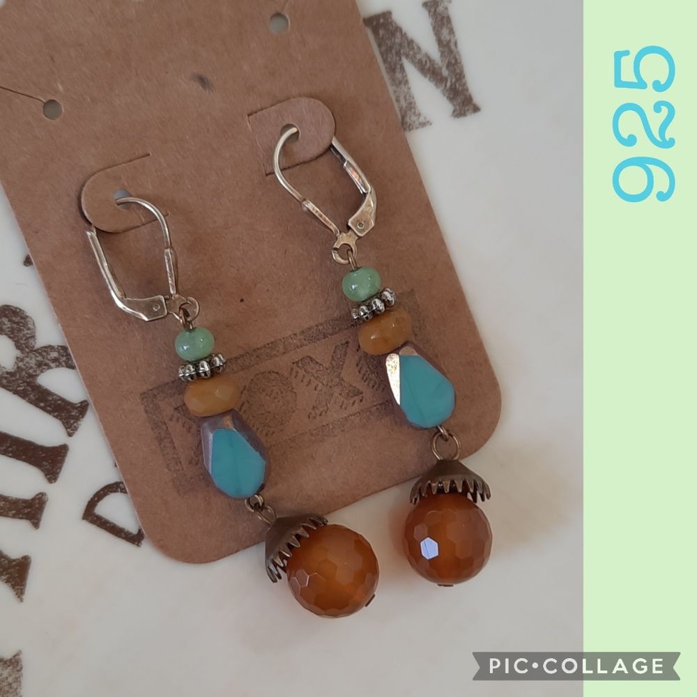 Colorful 925 silver drop earrings